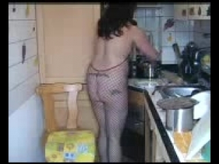 fat masturbates in the kitchen with a rolling pin
